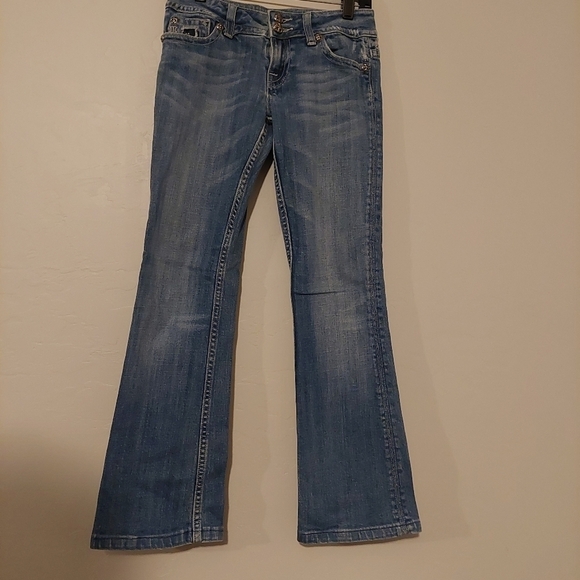 Miss Me Denim Jeans Pants‎ 26 Flap Pockets Boot Cut  Flare Leg Slight Fade - Picture 1 of 12